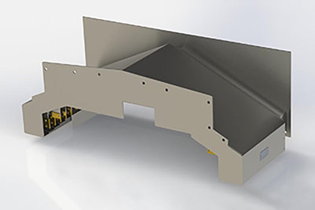 Proteções telescópicas instaladas em máquinas, proporcionando resistência e proteção eficaz.